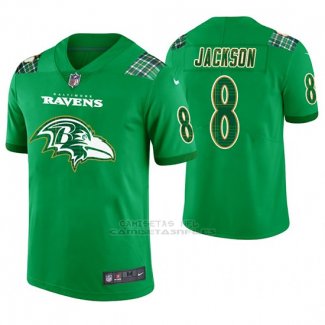 Camiseta NFL Limited Hombre Baltimore Ravens Lamar Jackson St. Patrick's Day Verde
