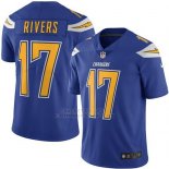 Camiseta NFL Limited Hombre Los Angeles Chargers 17 Philip Rivers Electric Azul Stitched Rush