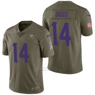 Camiseta NFL Limited Hombre Minnesota Vikings 14 Stefon Diggs 2017 Salute To Service Verde