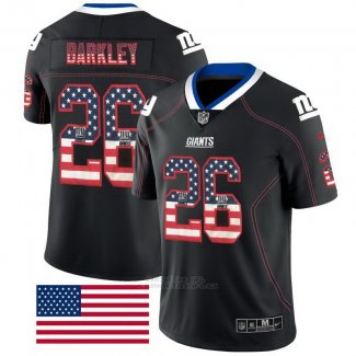 Camiseta NFL Limited Hombre New York Giants 26 Saquon Barkley Negro Rush USA Flag
