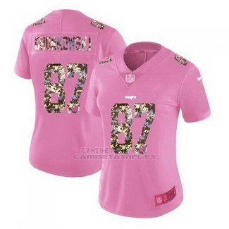 Camiseta NFL Limited Mujer New England Patriots 87 Rob Gronkowski Rosa 2017 Vapor Untouchable
