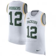 Camisetas Sin Mangas NFL Limited Hombre Green Bay Packers 12 Rodgers Blanco