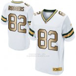Camiseta Green Bay Packers Rodgers Blanco Nike Gold Elite NFL Hombre