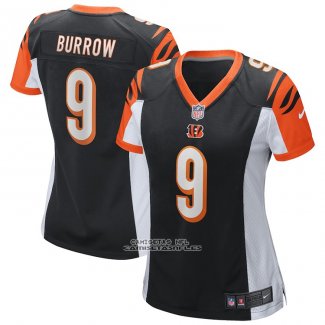 Camiseta NFL Game Mujer Cincinnati Bengals Joe Burrow 2020 Negro