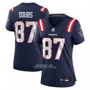 Camiseta NFL Game Mujer New England Patriots Romeo Doubs Azul