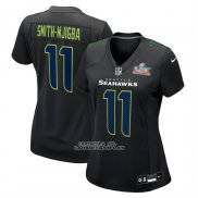 Camiseta NFL Game Mujer Seattle Seahawks Jaxon Smith Njigba Super Bowl LX Patch Negro