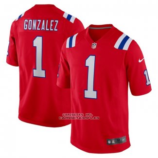Camiseta NFL Game New England Patriots Christian Gonzalez 2023 NFL Draft First Round Pick Alterno Rojo