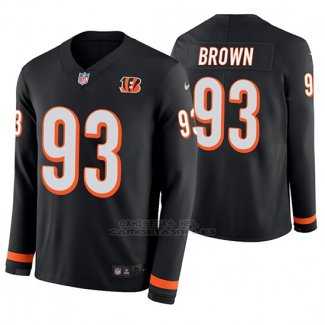 Camiseta NFL Hombre Cincinnati Bengals Andrew Brown Negro Therma Manga Larga