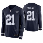 Camiseta NFL Hombre Dallas Cowboys Ezekiel Elliott Azul Therma Manga Larga