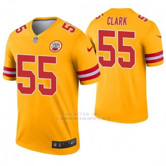 Camiseta NFL Legend Hombre Kansas City Chiefs 55 Frank Clark Inverted Oro