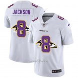 Camiseta NFL Limited Baltimore Ravens Jackson Logo Dual Overlap Blanco