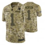Camiseta NFL Limited Carolina Panthers 1 Cam Newton 2018 Salute To Service Camuflaje