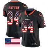 Camiseta NFL Limited Hombre Chicago Bears 34 Walter Payton Negro Rush USA Flag