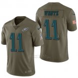 Camiseta NFL Limited Hombre Philadelphia Eagles 11 Carson Wentz 2017 Salute To Service Verde