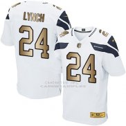 Camiseta Seattle Seahawks Lynch Blanco Nike Gold Elite NFL Hombre