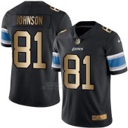 Camiseta Detroit Lions Johnson Negro Nike Gold Legend NFL Hombre