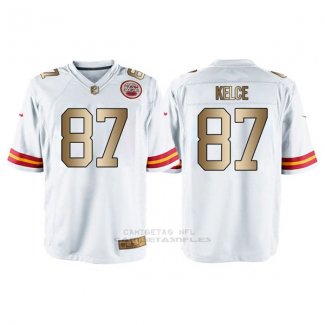 Camiseta Kansas City Chiefs Kelce Blanco Nike Gold Game NFL Hombre