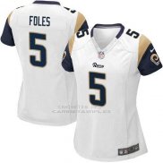 Camiseta Los Angeles Rams Foles Blanco Nike Game NFL Mujer