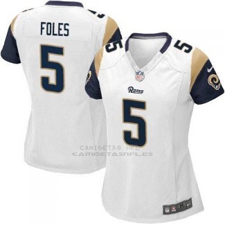 Camiseta Los Angeles Rams Foles Blanco Nike Game NFL Mujer