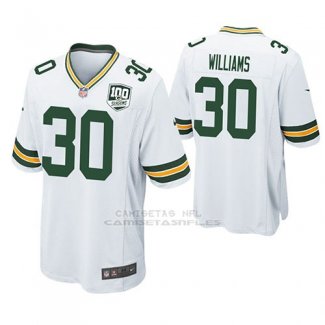 Camiseta NFL Game Hombre Green Bay Packers Jamaal Williams Blanco 100th Anniversary