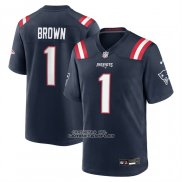 Camiseta NFL Game New England Patriots AJ Brown Azul Marino