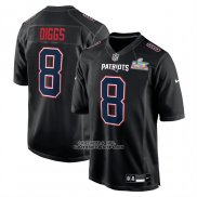 Camiseta NFL Game New England Patriots Stefon Diggs Super Bowl LX Patch Negro