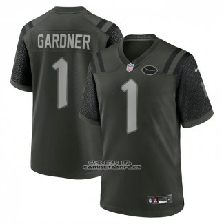 Camiseta NFL Game New York Jets Ahmad Sauce Gardner 2025 Rivalries Collection Gris Oscuro