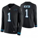Camiseta NFL Hombre Carolina Panthers Cam Newton Negro Therma Manga Larga