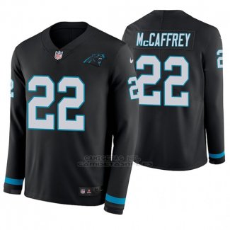 Camiseta NFL Hombre Carolina Panthers Christian Mccaffrey Negro Therma Manga Larga