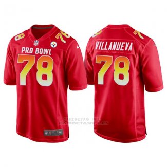 Camiseta NFL Hombre Pittsburgh Steelers 78 Alejandro Villanueva Rojo AFC 2018 Pro Bowl