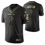 Camiseta NFL Limited Baltimore Ravens Lamar Jackson Golden Edition Negro