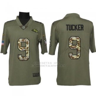 Camiseta NFL Limited Hombre Baltimore Ravens 9 Tucker Verde 2017 Salute To Service
