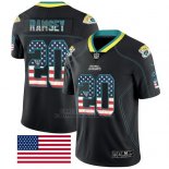 Camiseta NFL Limited Hombre Jacksonville Jaguars 20 Jalen Ramsey Negro Rush USA Flag