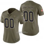 Camiseta NFL Limited Mujer New Orleans Saints Personalizada 2017 Salute To Service Verde