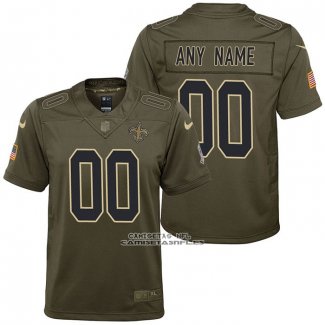 Camiseta NFL Limited Nino New Orleans Saints Personalizada Salute To Service Verde