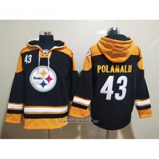 Sudaderas con Capucha Pittsburgh Steelers Troy Polamalu Negro