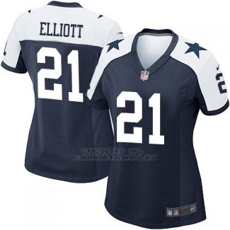Camiseta Dallas Cowboys Elliott Negro Blanco Nike Game NFL Mujer