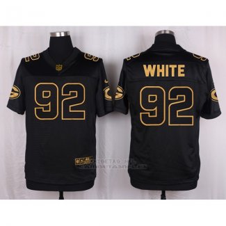 Camiseta Green Bay Packers White Negro Nike Elite Pro Line Gold NFL Hombre