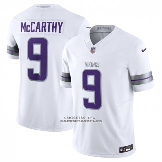 Camiseta NFL Elite Minnesota Vikings JJ McCarthy Vapor F.U.S.E. Blanco