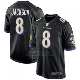 Camiseta NFL Game Hombre Baltimore Ravens 8 Lamar Jackson Negro 2018 Draft Pick