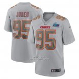 Camiseta NFL Game Kansas City Chiefs Chris Jones Super Bowl LVII Patch Atmosphere Fashion Gris