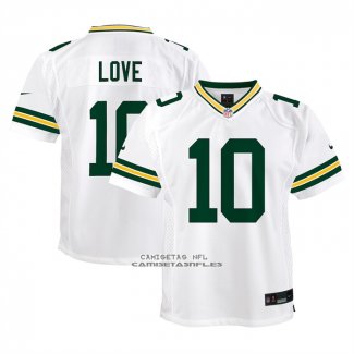 Camiseta NFL Game Nino Green Bay Packers Jordan Love Blanco