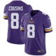 Camiseta NFL Limited Hombre Minnesota Vikings 8 Kirk Cousins Violeta Stitched Vapor Untouchable
