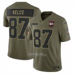Camiseta NFL Limited Kansas City Chiefs Travis Kelce 2025 Salute To Service Verde Militar