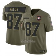 Camiseta NFL Limited Kansas City Chiefs Travis Kelce 2025 Salute To Service Verde Militar