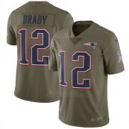 Camiseta NFL Limited Nino New England Patriots 12 Brady 2017 Salute To Service Verde