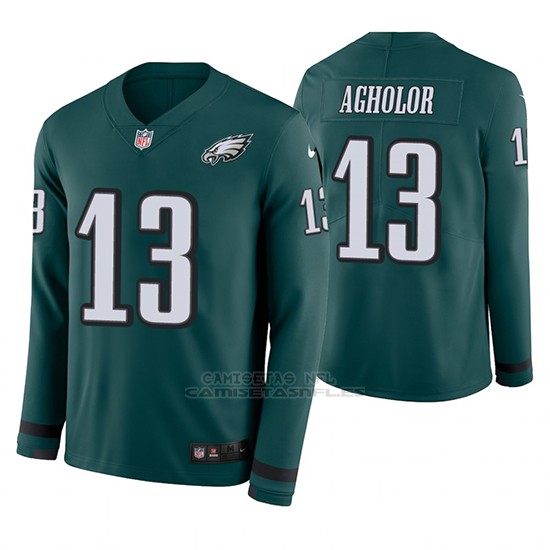 Camiseta NFL Hombre Philadelphia Eagles Nelson Agholor Verde Therma Manga Larga Replicas ...
