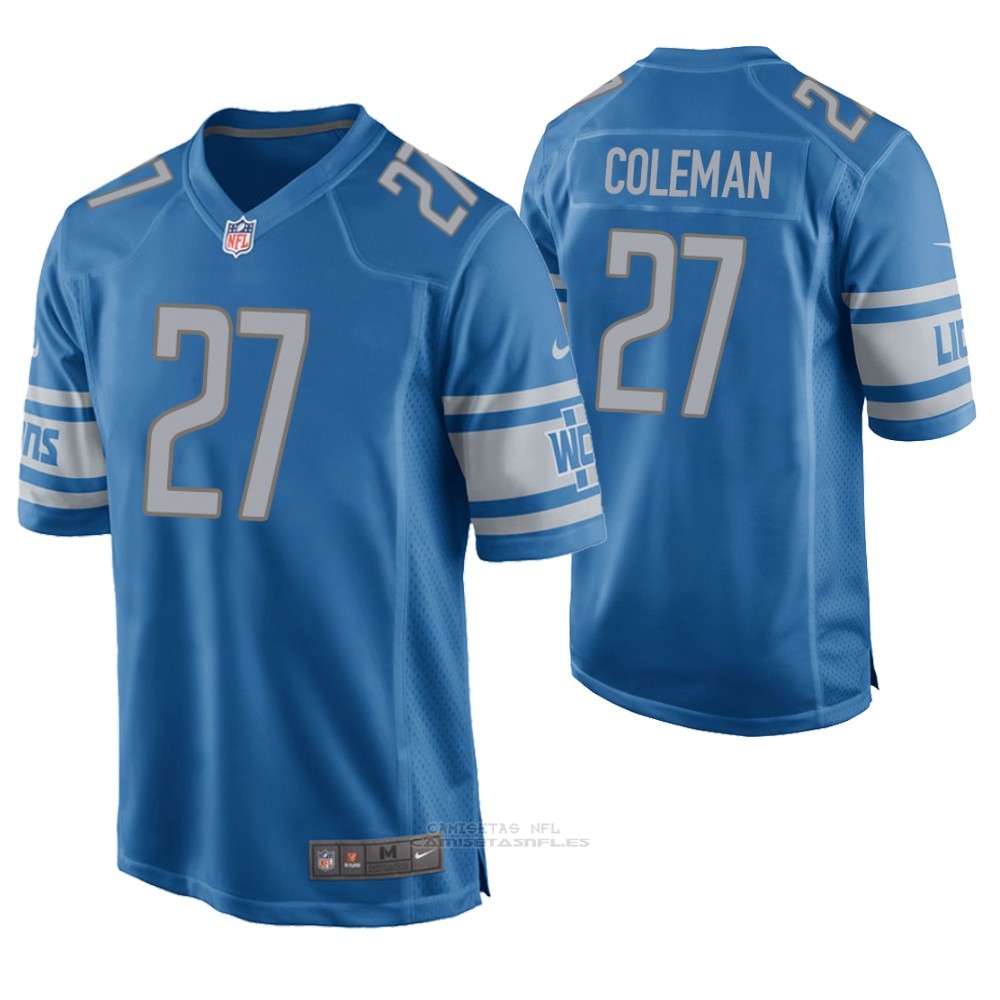 Camiseta NFL Game Hombre Detroit Lions Justin Coleman Azul Replicas ...