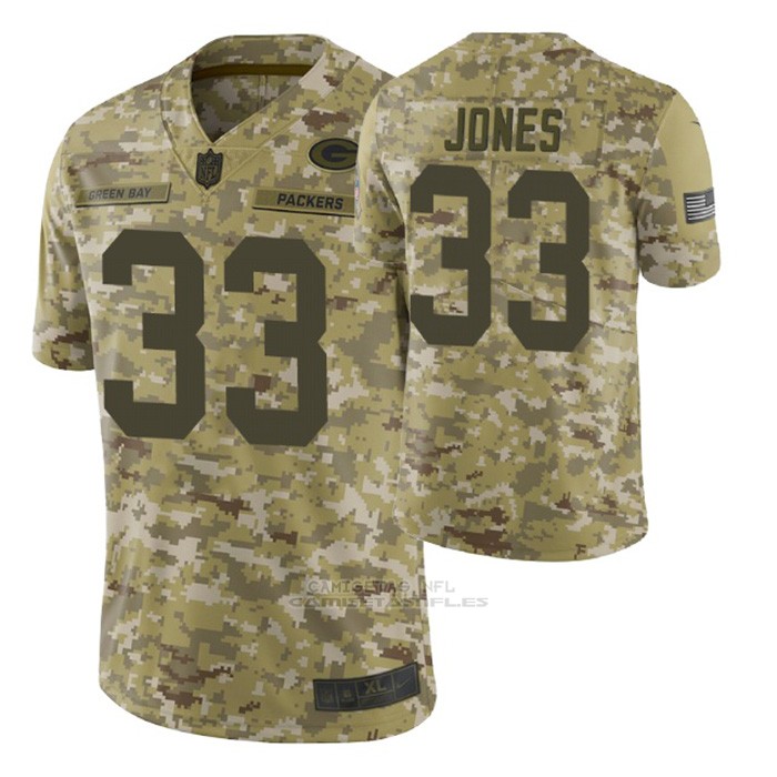 Camiseta NFL Limited Green Bay Packers 33 Aaron Jones 2018 Salute To ...