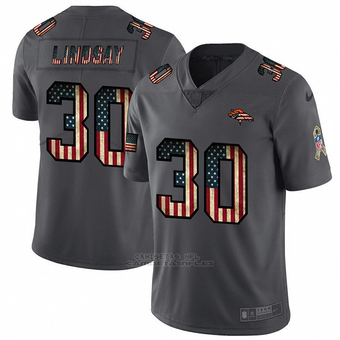 Camiseta NFL Limited Denver Broncos Lindsay Retro Flag Negro Replicas -  camisetasnfl.es
